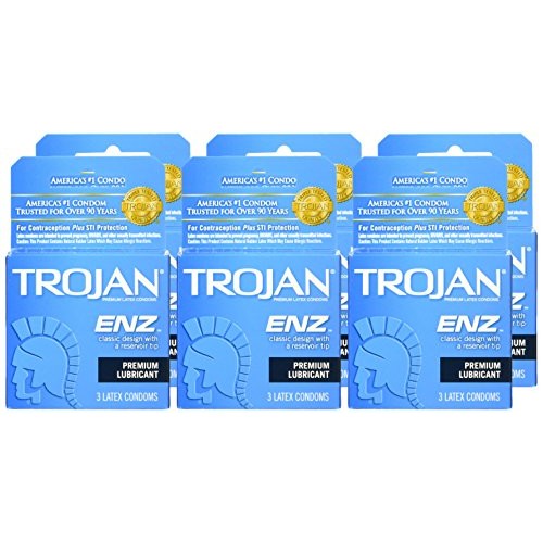 Trojan ENZ Lubricated Condoms, 3 Count (Pack of 6)