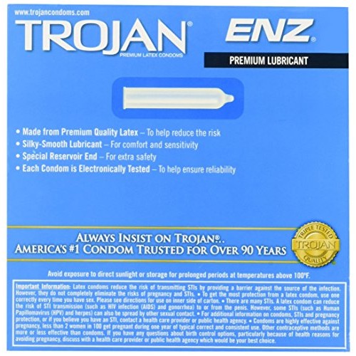 Trojan Enz Premium Latex Premium Lubricant Condoms 36 Count