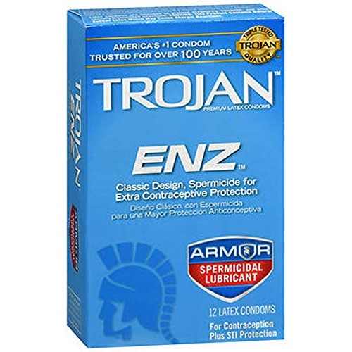 Trojan-Enz Spermicidal Lubricant Premium Latex Condoms 12 ct (Quantity of 3)