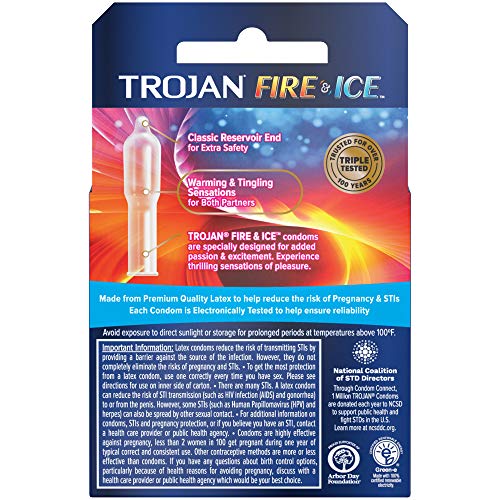 TROJAN Fire & Ice Dual Action Condoms, 3 Count