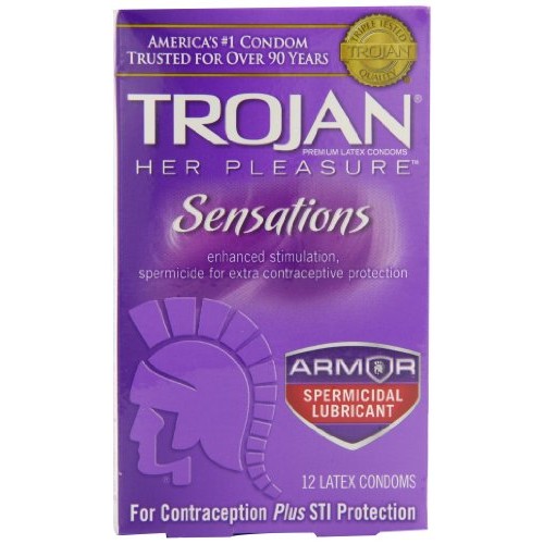 Trojan Her Pleasure Condoms With Spermicidal Lubricant - 12 Count