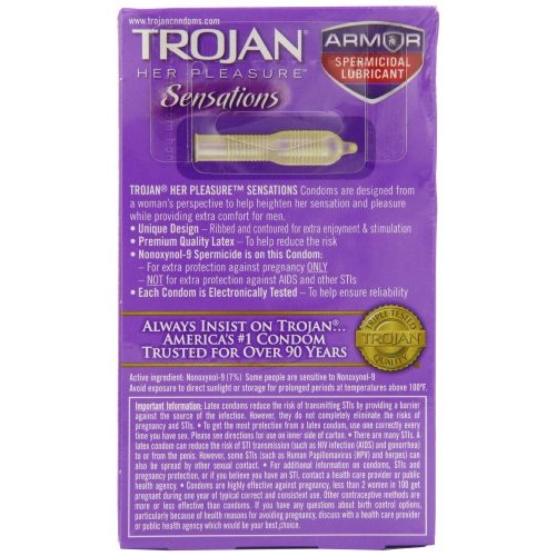 Trojan Her Pleasure Condoms With Spermicidal Lubricant - 12 Count
