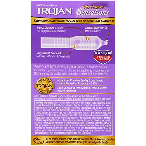 Trojan Her Pleasure Condoms With Spermicidal Lubricant - 12 Count