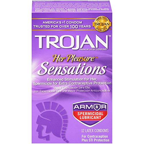 Trojan Her Pleasure Condoms With Spermicidal Lubricant - 12 Count