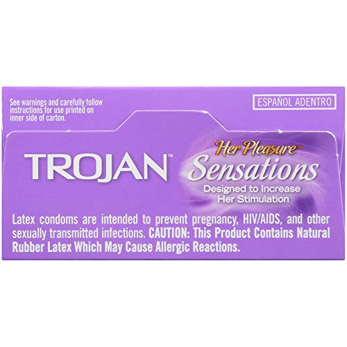 Trojan Her Pleasure Sensations Lubricated Condoms - 12 Count (Packaging May V...