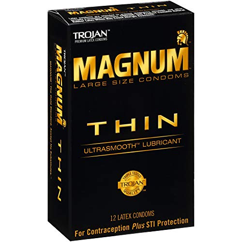 Trojan Magnum Thin Large Size Lubricated Condoms - 12 Count