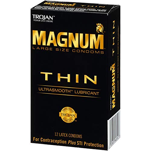 Trojan Magnum Thin Large Size Lubricated Condoms - 12 Count