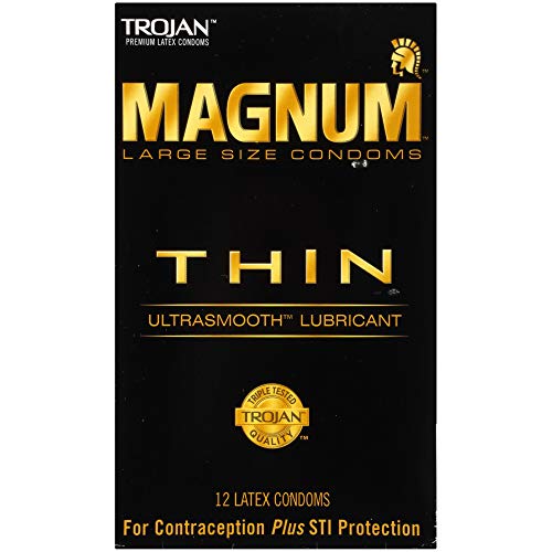 Trojan Magnum Thin Large Size Lubricated Condoms - 12 Count