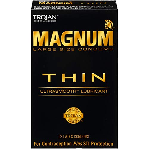 Trojan Magnum Thin Large Size Lubricated Condoms - 12 Count
