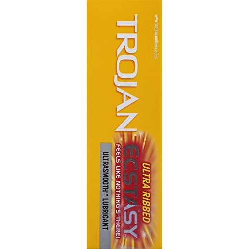 Trojan Ultra Ribbed Ecstasy Lubricated Condoms - 10 Count