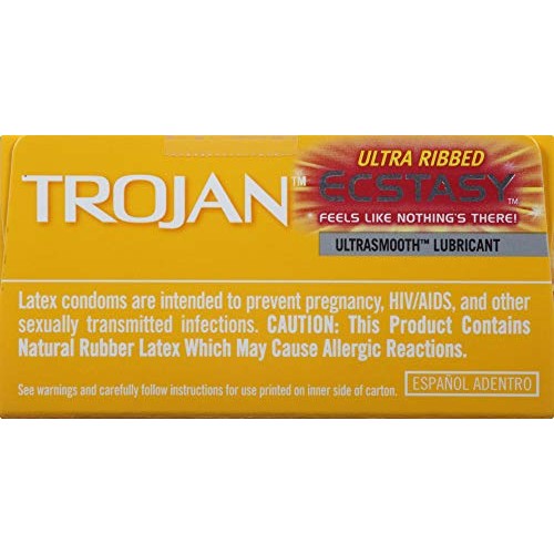 Trojan Ultra Ribbed Ecstasy Lubricated Condoms - 10 Count