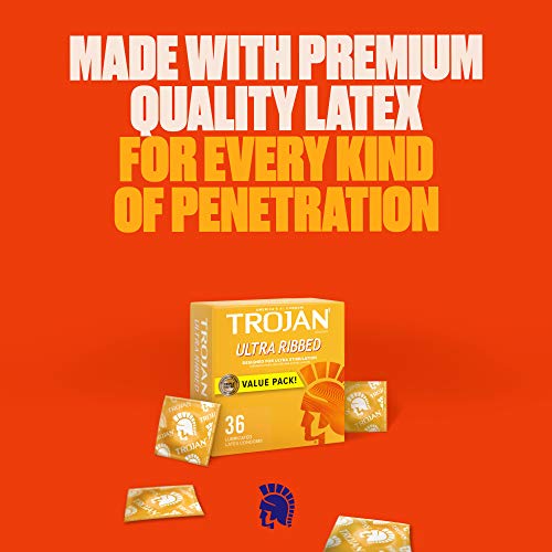 Trojan Ultra Ribbed Premium Lubricated Condoms - 36 Count