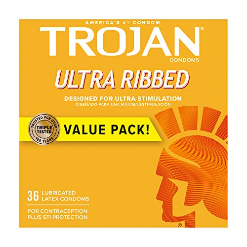 Trojan Ultra Ribbed Premium Lubricated Condoms - 36 Count