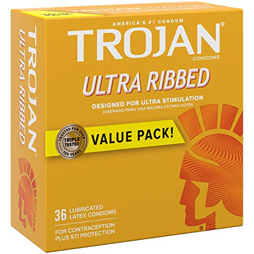 Trojan Ultra Ribbed Premium Lubricated Condoms - 36 Count