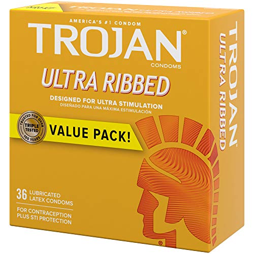 Trojan Ultra Ribbed Premium Lubricated Condoms - 36 Count