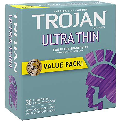 Trojan Ultra Thin Condoms For Ultra Sensitivity, 36 Count, 1 Pack