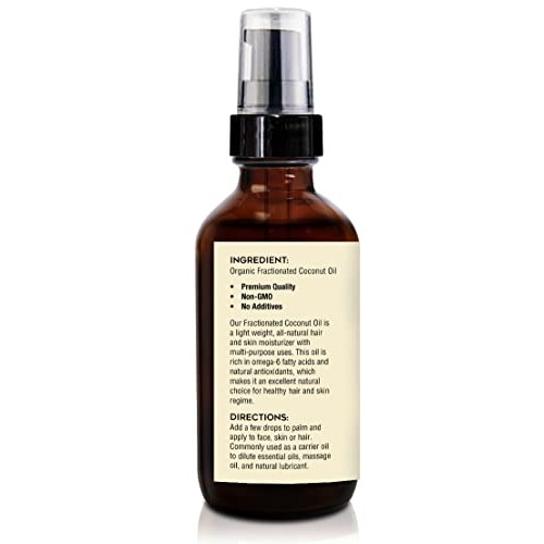 100% Pure Fractionated Coconut Oil 4 oz by Tropical Holistic - All Natural, U...