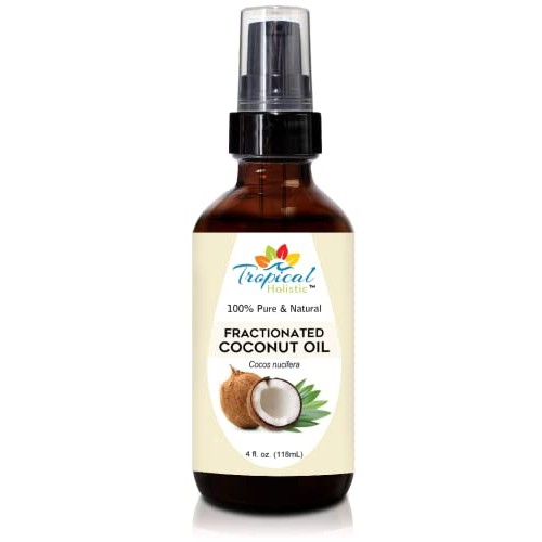 100% Pure Fractionated Coconut Oil 4 oz by Tropical Holistic - All Natural, U...