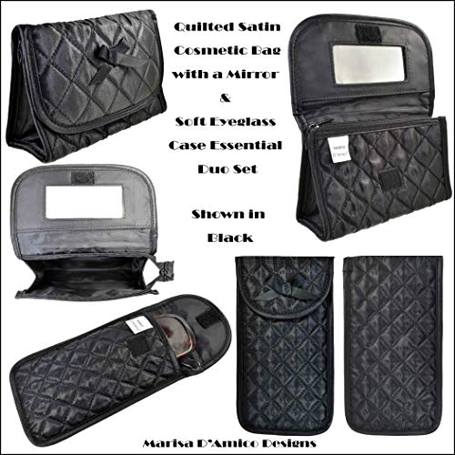 Quilted Cosmetic Bag with a Mirror & Soft Eyeglass Case Essential Duo Set in ...