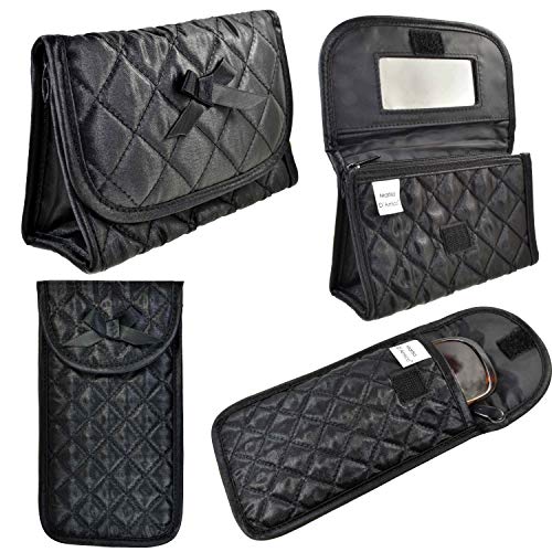 Quilted Cosmetic Bag with a Mirror & Soft Eyeglass Case Essential Duo Set in ...