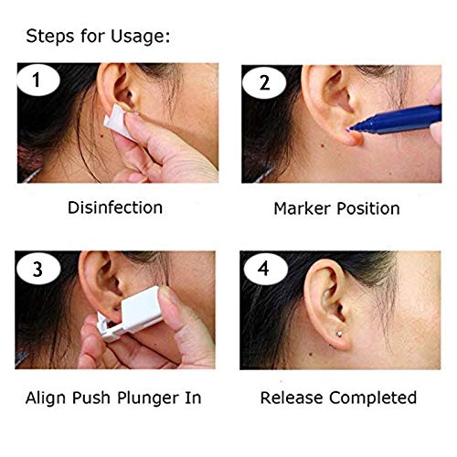 4 Pcs Disposable Self Ear Piercing Gun Kit,Ear Piercing Units Tool with Earri...