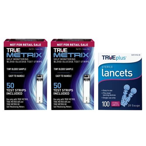 TRUE Metrix Blood Glucose Test Strips(100 Count) with 100 TRUEplus Sterile La...