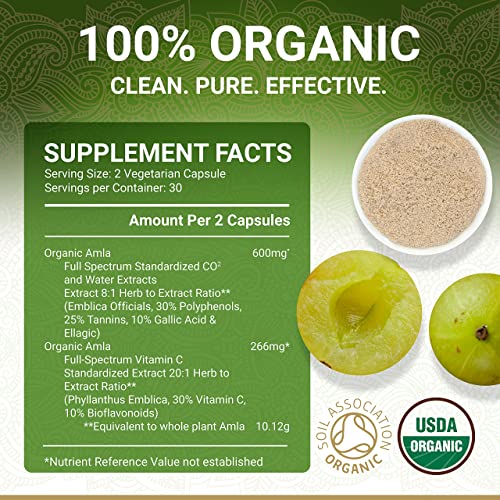 Organic Amla Capsules – Vitamin C | USDA Organic Certified | Whole Food Plant...