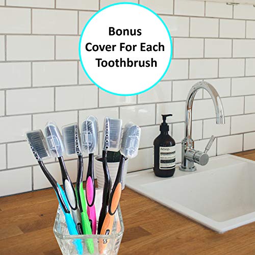 Soft Charcoal Toothbrush 6 Pack; Slim Flossing Bristles Reach Between Teeth &...