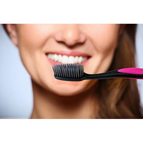 Soft Charcoal Toothbrush 6 Pack; Slim Flossing Bristles Reach Between Teeth &...