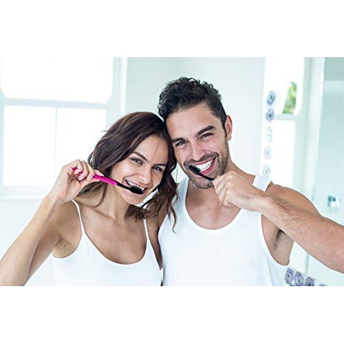 Soft Charcoal Toothbrush 6 Pack; Slim Flossing Bristles Reach Between Teeth &...