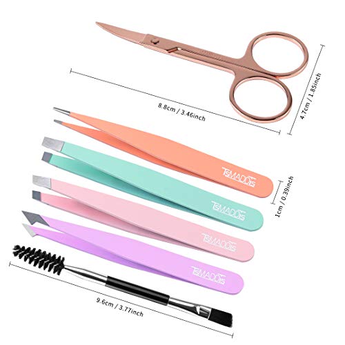 Eyebrow Tweezer Set, TsMADDTs 6 Pcs Tweezers Set for Women, Precision Tweezer...