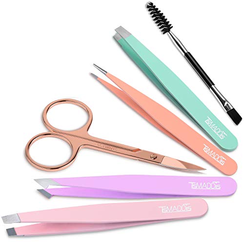 Eyebrow Tweezer Set, TsMADDTs 6 Pcs Tweezers Set for Women, Precision Tweezer...