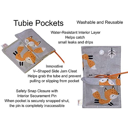 Tubie Pockets Feeding Tube NG NJ Securing Holder Pouch Dinosaur & Truck Theme...