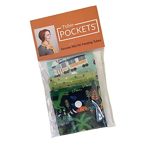 Tubie Pockets Feeding Tube NG NJ Securing Holder Pouch Dinosaur & Truck Theme...