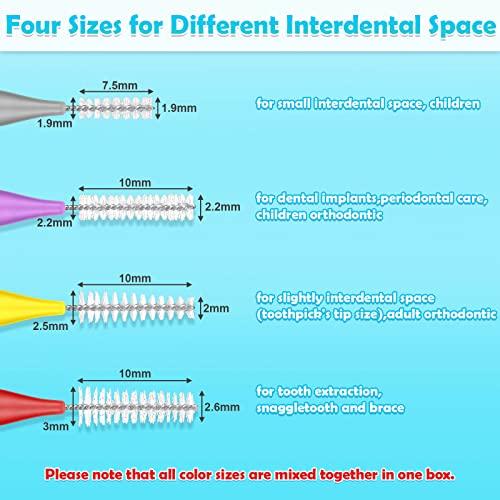 120Pcs Interdental Brush TUCEYEA 4 Sizes Braces Brush Toothpicks with Soft Br...
