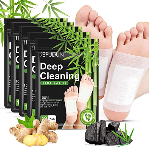 50PCS Foot Pads, Pure Natural Bamboo Vinegar Ginger Powder Foot Pad for Foot ...