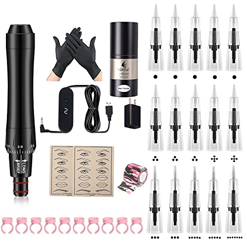 Permanent Makeup Machine Kits with Cartridge Needles Eyeliner Eyebrow Practic...