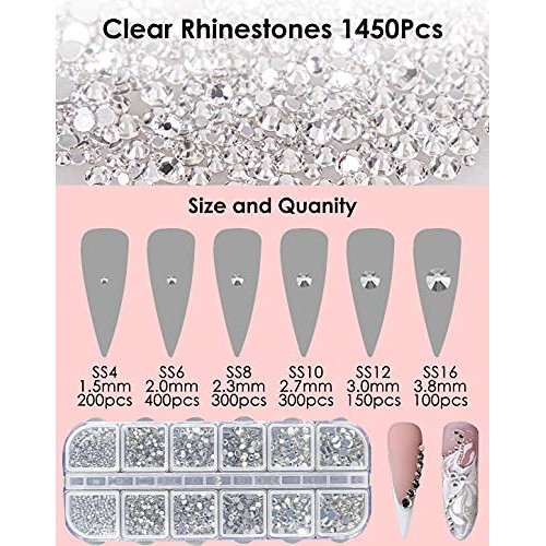 Rhinestones for Nail Art Decoration Foil Flakes Kit 5780Pcs-Tufusiur Nail Gem...