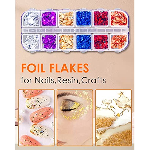Rhinestones for Nail Art Decoration Foil Flakes Kit 5780Pcs-Tufusiur Nail Gem...