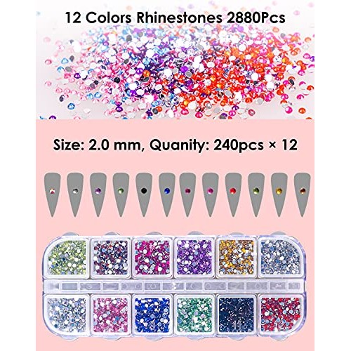 Rhinestones for Nail Art Decoration Foil Flakes Kit 5780Pcs-Tufusiur Nail Gem...