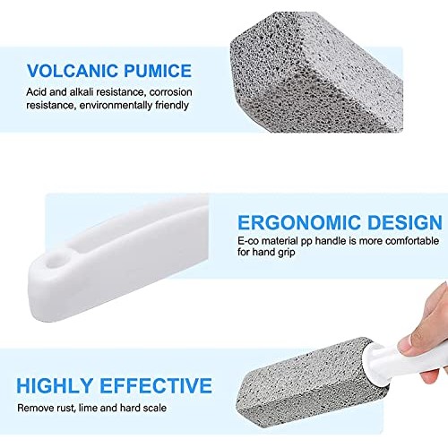 Pumice Stone for Toilet Cleaning, Toilet Bowl Cleaner Brush with Extra Long H...