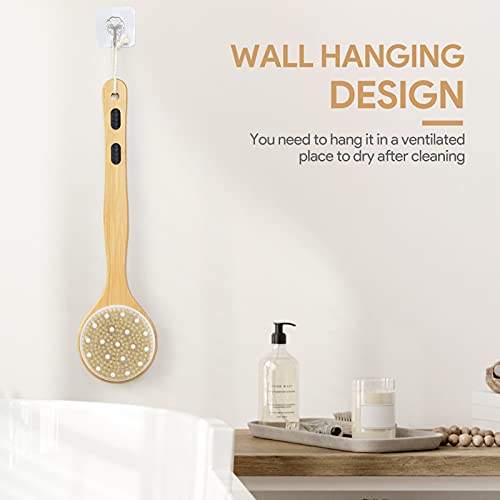 Dual-Sided Long Handle Shower Brush with Soft and Stiff Bristles,Tukuos Back ...