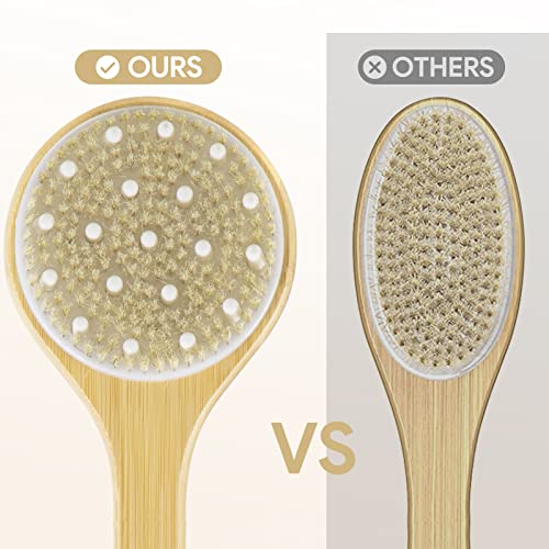 Dual-Sided Long Handle Shower Brush with Soft and Stiff Bristles,Tukuos Back ...