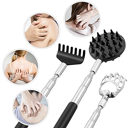Telescoping Back Scratcher with 3Pcs Detachable Heads, Tukuos Portable Extend...
