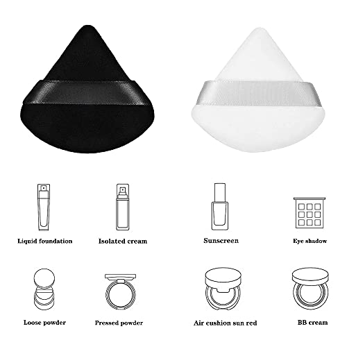 12 Pieces Pure Cotton Powder Puff Face Triangle Soft Makeup Puff for Loose Po...
