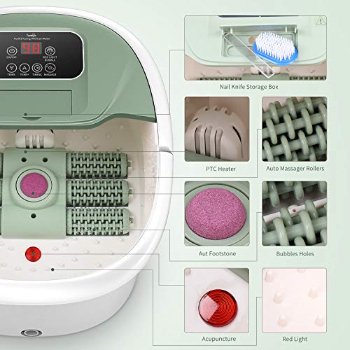 Foot Spa Massager with Heat Bath, Motorized Massage Rollers, Pumice Stone, Bu...