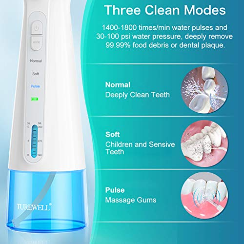 Cordless Water Dental Flosser for Teeth, Portable Oral Irrigator with 3 Modes...