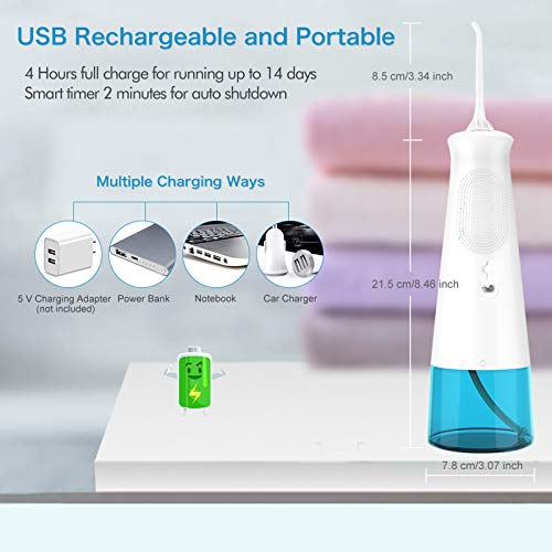 Cordless Water Dental Flosser for Teeth, Portable Oral Irrigator with 3 Modes...