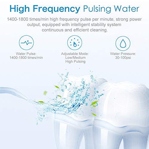 Cordless Water Dental Flosser for Teeth, Portable Oral Irrigator with 3 Modes...
