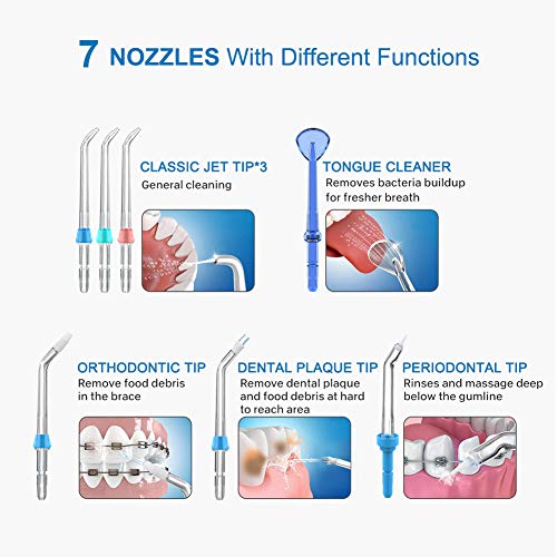 Dental Water Flosser nozzles, TUREWELL 7PCS Replacement Standard and Function...
